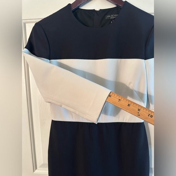 rag & bone Black White Carola Colorblock Dress Sz 0 Stretch Bodycon Exposed Zip - Picture 10 of 16